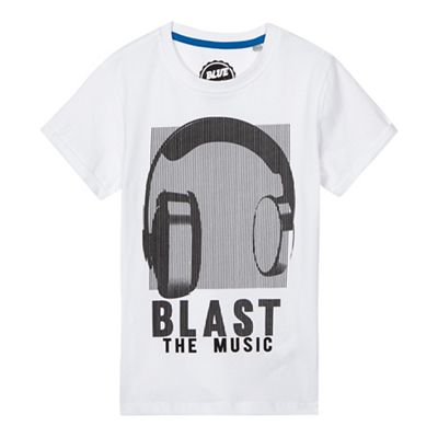 Boys' white headphones print t-shirt